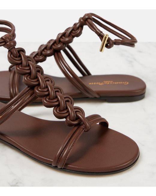 Gianvito Rossi Brown Capua Braided Leather Sandals