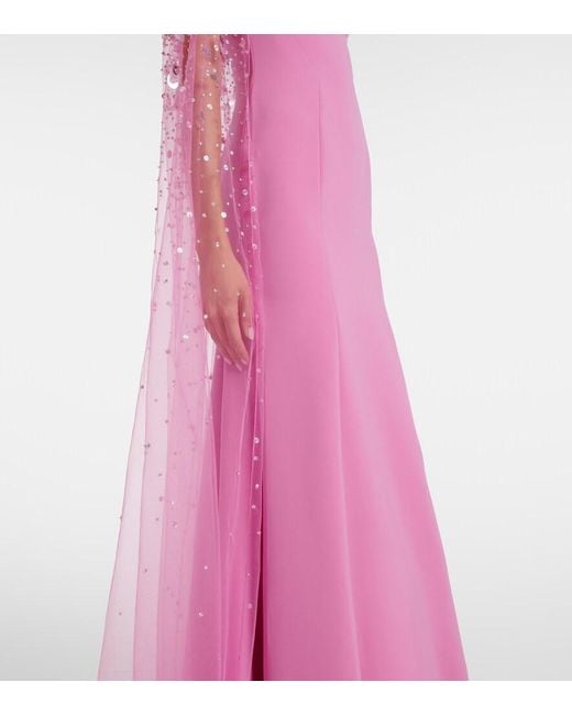 Jenny Packham Pink Bittersweet Beaded Caped Gown