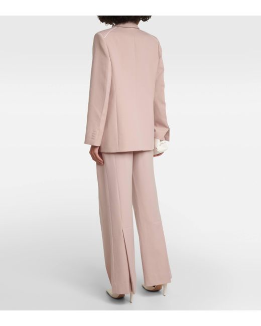 Victoria Beckham Natural Asymmetric Wool-blend Blazer