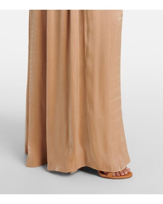 Costarellos Natural Lace-Trimmed Lurex Georgette Gown