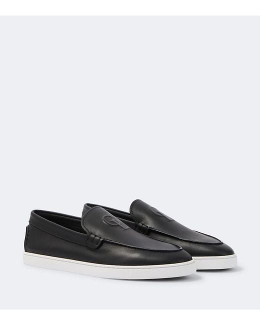 Christian Louboutin Black Neoclboat Leather Slip-On Shoes for men