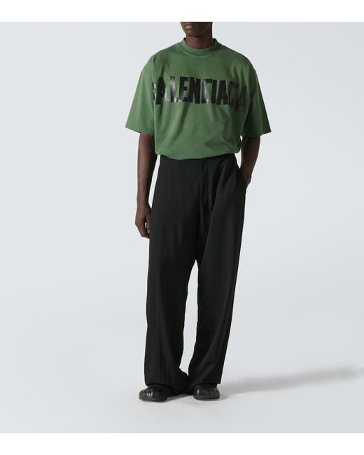 Balenciaga Green Oversized Logo T-Shirt for men