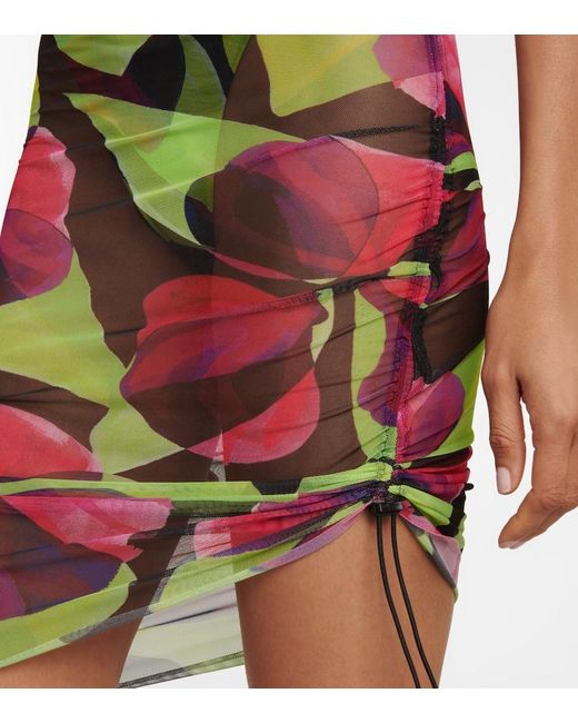 Louisa Ballou Multicolor Printed Ruched Minidress