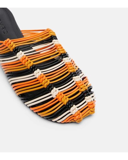 Farm Rio Brown Leather Slides