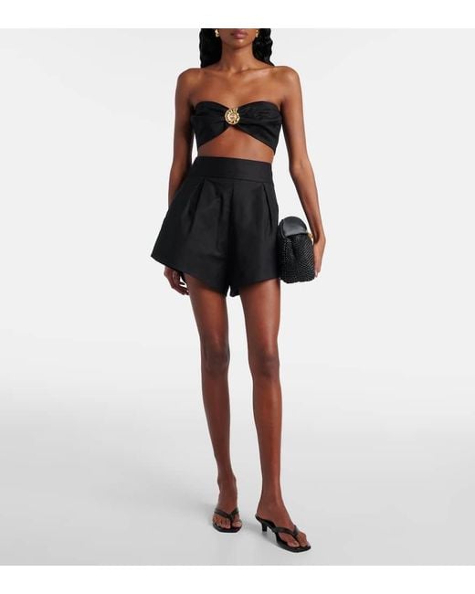Adriana Degreas Black Verziertes Top Aus Einem Baumwollgemisch