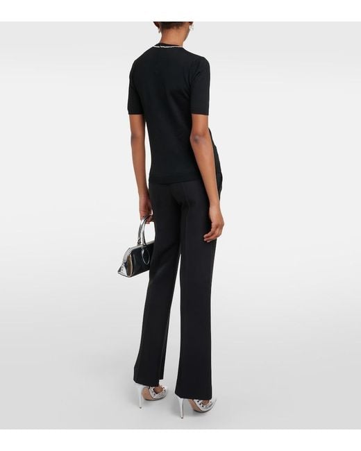 Valentino Black Embellished Virgin Wool Top