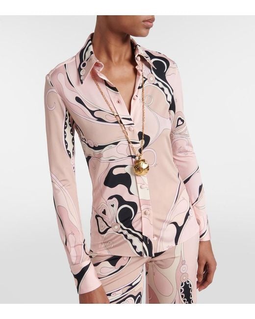 Emilio Pucci Pink Orchidee Print Button-Down Shirt