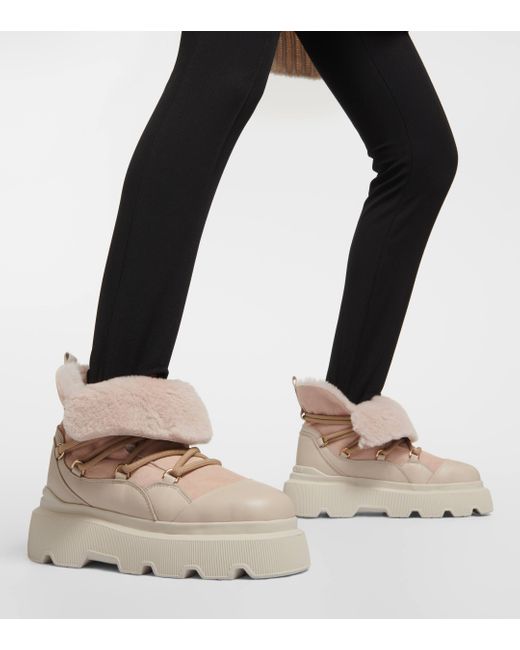 Inuikii Natural Shearling-trimmed Leather Ankle Boots