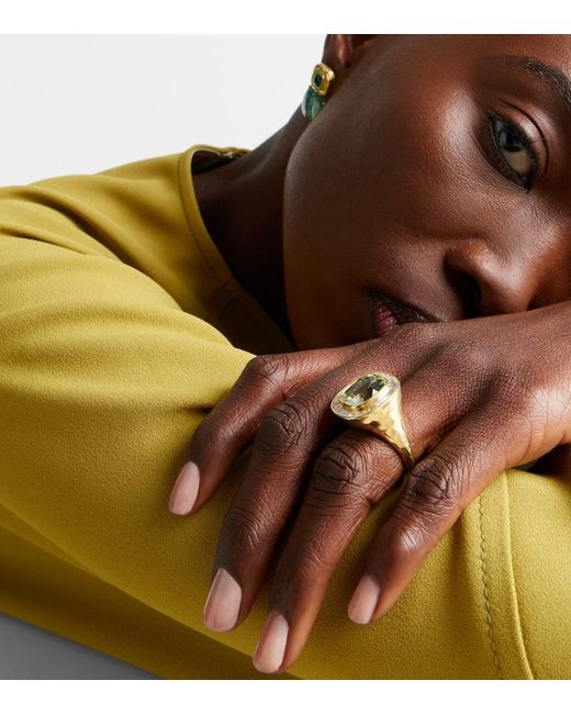 Octavia Elizabeth White Chroma 18Kt Ring With Diamonds And Beryl