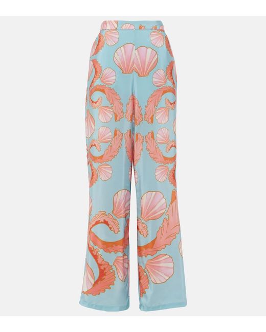 Adriana Degreas Multicolor Weite High-Rise-Hose Aus Seide