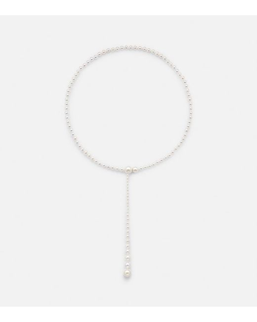 Sophie Bille Brahe White La Belle Moon 14Kt Necklace With Pearls