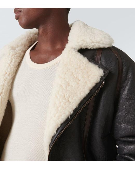 Loewe Shearling-Lined Leather Jacket in Black for Men | Lyst