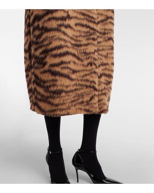 Alaïa Brown Wool-Blend Jacquard Coat