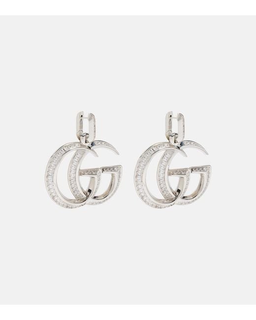 Gucci White Gg Marmont Embellished Earrings