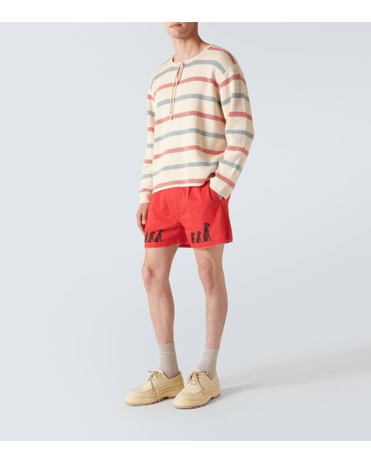 Bode Bedruckte Shorts Monday aus Baumwolle in Red für Herren