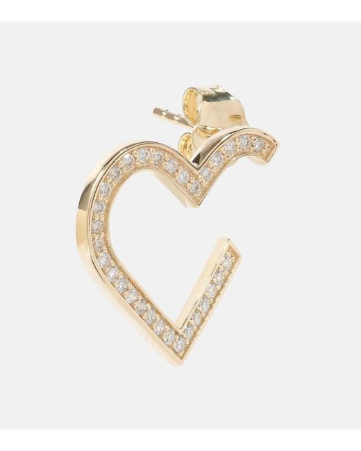Sydney Evan White Heart 14Kt Hoop Earrings With Diamonds