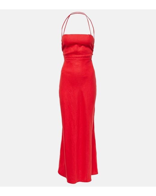 Vestido largo Garcia de lino Faithfull The Brand de color Red