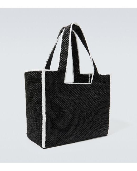 Loewe Black Logo Large Raffia Shopper for men