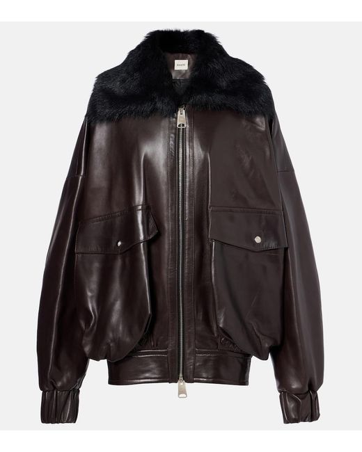 Khaite Black Daemon Oversized Leather Blouson Jacket