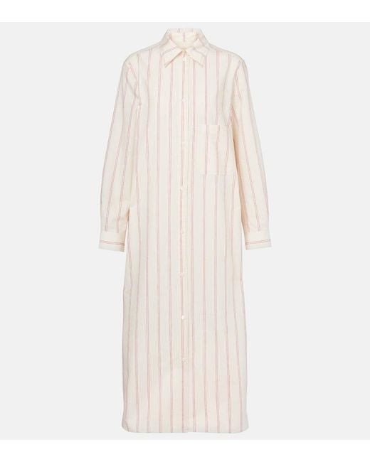 Totême Natural Striped Cotton And Silk Shirt Dress