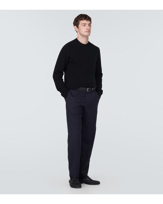 Manolo Blahnik Black Padstow Raffia And Leather Loafers for men