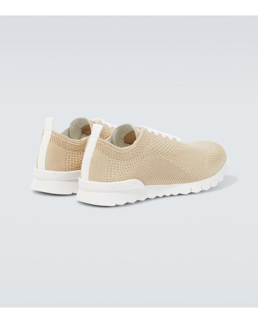 Kiton White Fits Knit Cotton Sneakers for men
