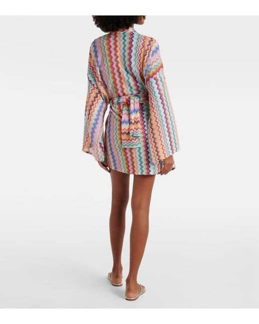 Missoni White Zig Zag Oversized Lame Wrap Cardigan