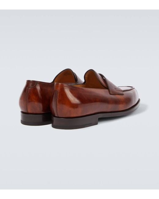 JOHN LOBB Size 9 Orange Red Leather Penny Loafers John lobb leather loafers - Gem main image 3