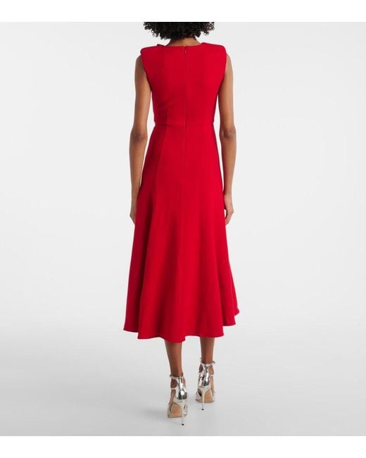 Roland Mouret Red Wool Crepe Midi Dress