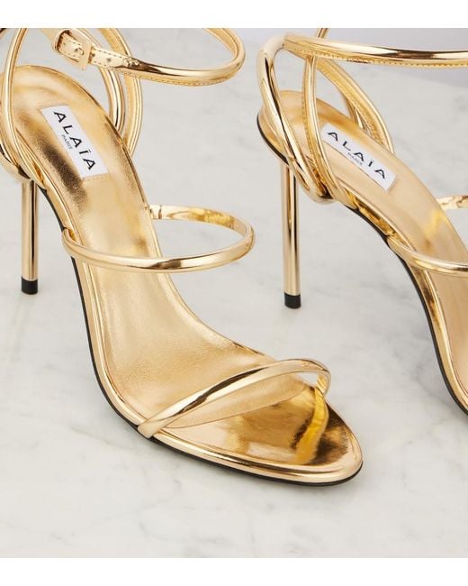 Alaïa Strappy Metallic Leather Sandals