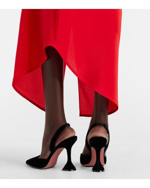 AMINA MUADDI Black Holli 95 Velvet Slingback Pumps