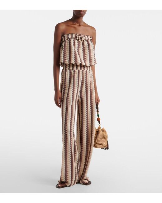 Melissa Odabash Natural Viv Striped Jumpsuit