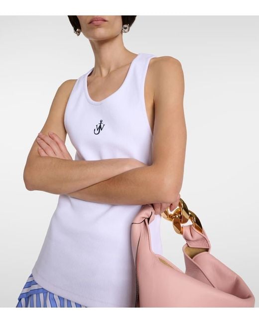 J.W. Anderson White Logo Embroidered Cotton Tank Top