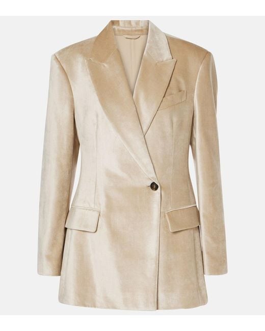 Brunello Cucinelli Natural Cotton-Blend Velvet Blazer