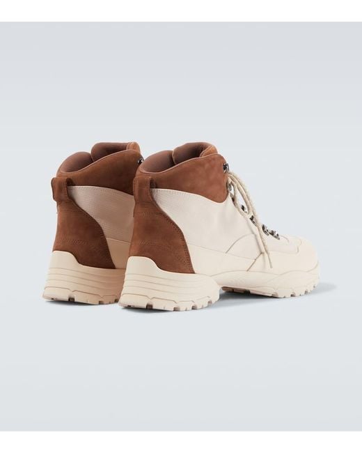 Brunello Cucinelli Natural Suede-Trimmed Hiking Boots for men