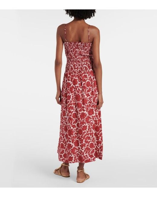 Faithfull The Brand Red Geriba Floral Linen Maxi Dress