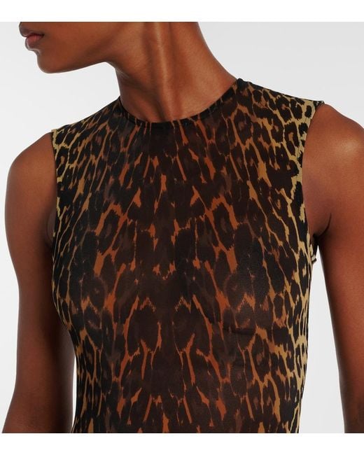 Alex Perry Brown Leopard-Print Mesh Bodysuit