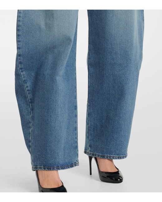 Alaïa Blue High-Rise Barrel-Leg Jeans