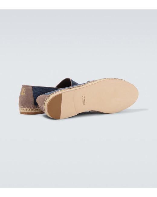 Brunello Cucinelli Blue Suede-Trimmed Canvas Espadrilles for men