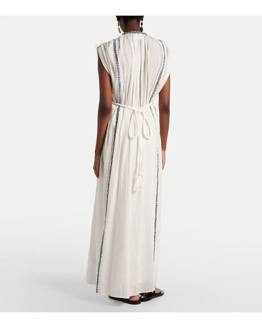 Isabel Marant White Liviane Embroidered Cotton Maxi Dress