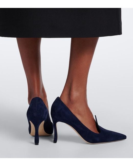 Manolo Blahnik Blue Maldite Suede Pumps