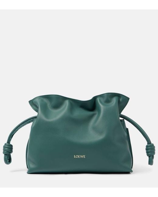 Loewe Green Flamenco Mini Leather Clutch
