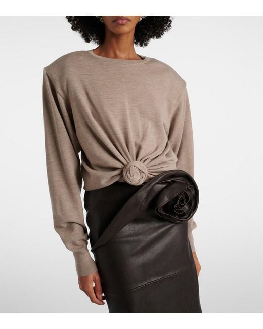 Magda Butrym Natural Knot-Detail Wool Sweater