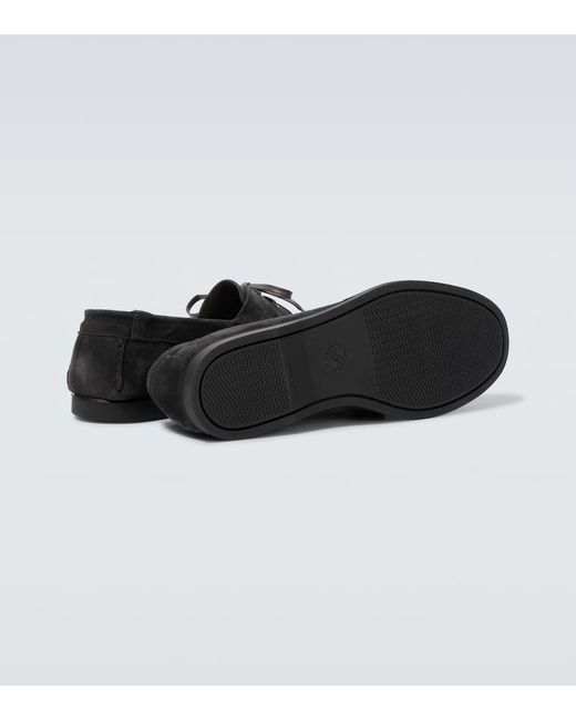 Saman Amel Black City Moc Suede Boat Shoes for men