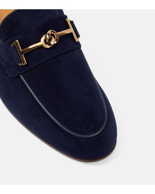 Tod's Blue Suede Loafers