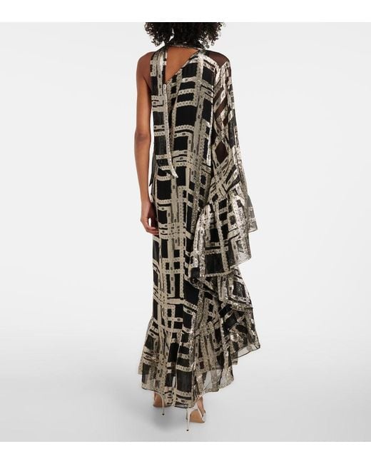 Taller Marmo White Betsy Printed Asymmetric Silk-Blend Maxi Dress