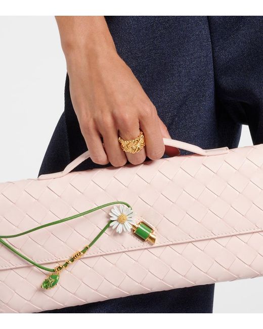 Anillo Intreccio De Plata De Ley Banada En Oro Bottega Veneta de color Metallic