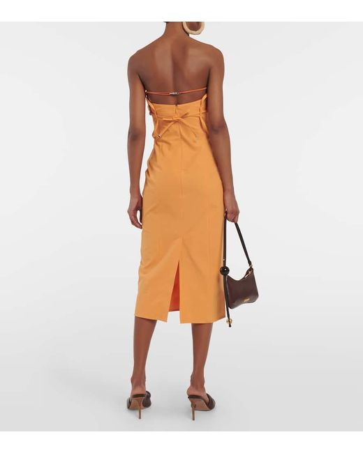 Jacquemus Orange Midikleid La Robe Bikini aus einem Baumwollgemisch