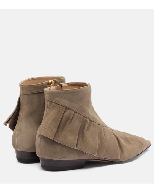 J.W. Anderson Brown Ruffled Suede Ankle Boots