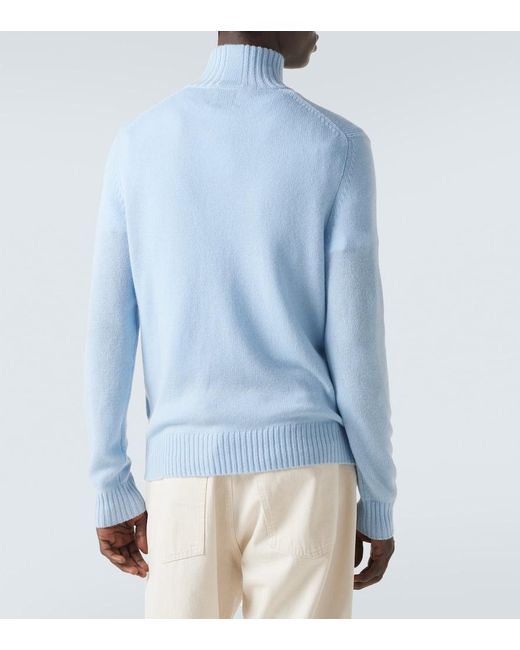 Allude Blue Wool And Cashmere Turtleneck Sweater for men